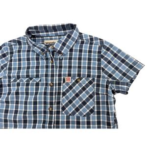 Wrangler Riggs Workwear Plaid Button Down Shirt Medium Cotton Blue Gorpcore